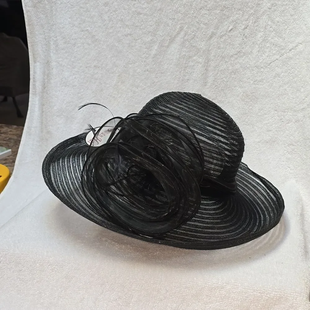 Swan Black Mesh Net Hat Preppy Church Derby Wedding NWT - Rare